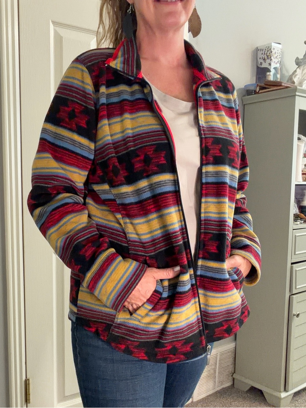 Striped Multi-Color Fleece Jacket - Women